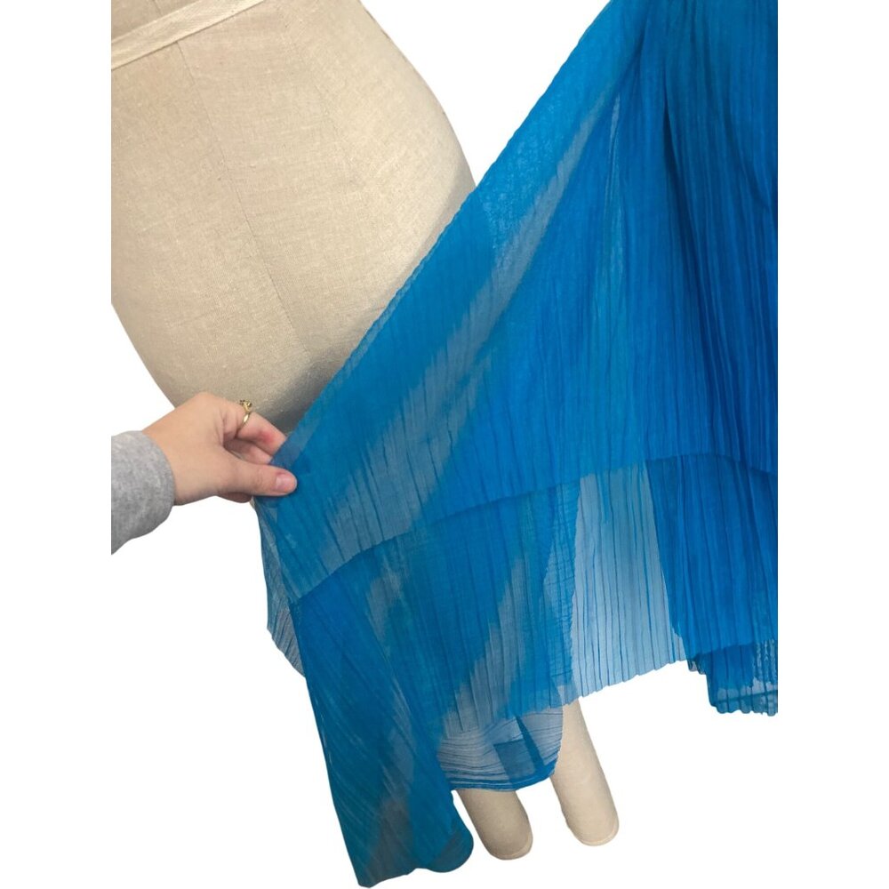 Vintage Shaw Benitez Blue Pleated Asymmetrical Skirt Made In Italy - Picture 9 of 11